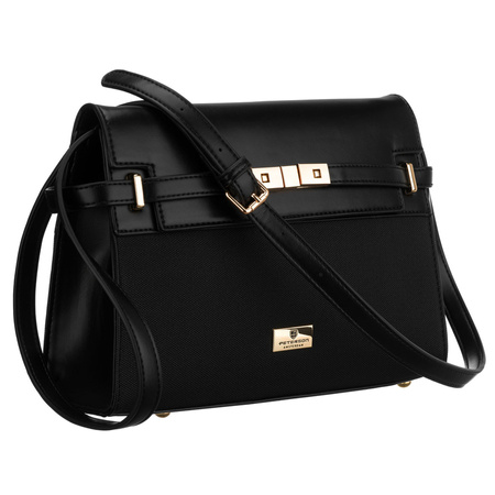 Schwarze Damen-Umhängetasche mit Schutzfüßchen – Peterson