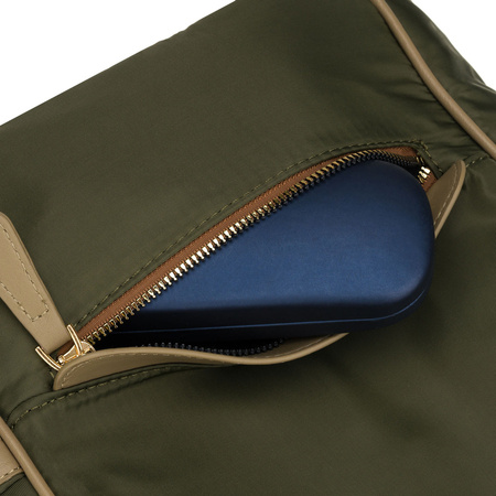 Grüner, städtischer Damen-Rucksack aus Nylon und Öko-Leder mit abnehmbarem Gürtel - Peterson