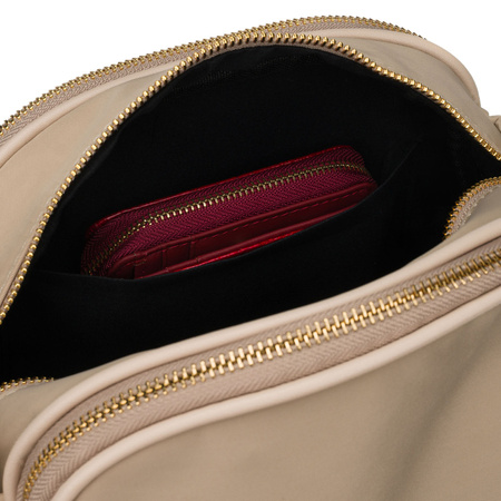 Nylonfarbene, beige Damen-Umhängetasche mit sechs zusätzlichen Taschen – Peterson