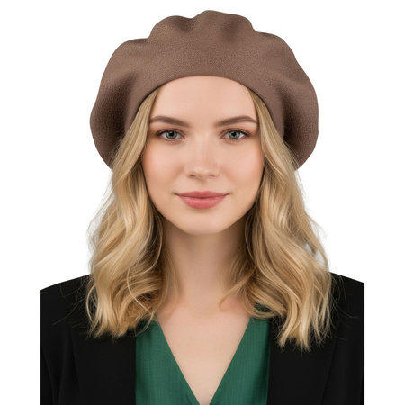 Universeller Damen-Beret aus Acryl in Khaki - Rovicky