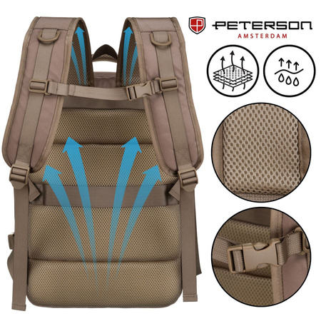 Beiger Reise-Rucksack aus Cordura mit USB-Anschluss – Peterson