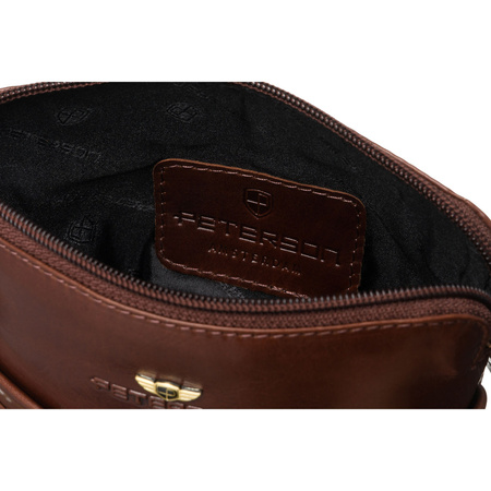 Kleine Herren-Umhängetasche aus Leder in Braun mit Reißverschluss – Peterson