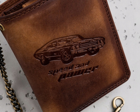 Große Herren Geldbörse aus Leder mit Kette