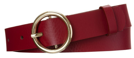 Damen Gürtel aus Leder glänzend mit goldener, runder Schnalle – Rovicky