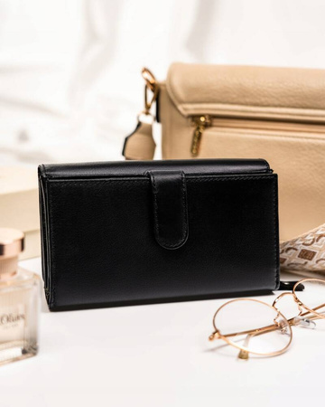 Große Damen Geldbörse aus Leder mit Druckknopf und Reißverschluss – Peterson