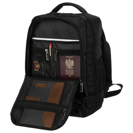 Schwarzer Reise-Rucksack aus Polyester, ideal als Handgepäck - Peterson