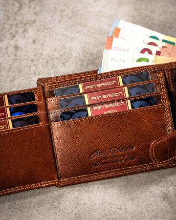 Große Herren Geldbörse aus Leder mit geprägtem Sternzeichenmotiv – Peterson
