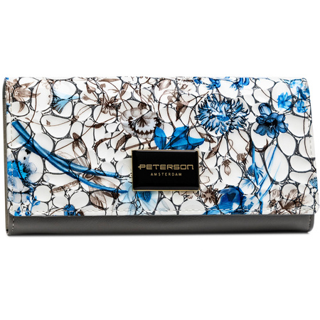 Horizontale Damen Geldbörse mit Blumenmuster und Innenreißverschlussfach – Peterson