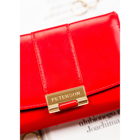 Rote, horizontale Damen-Geldbörse aus Öko-Leder - Peterson