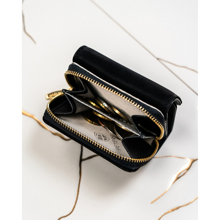 Kleine Damen Geldbörse mit Druckknopf und goldenen Akzenten – Peterson