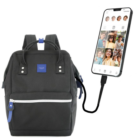 Städtischer, schwarzer Rucksack mit verstellbaren Schultergurten – Himawari