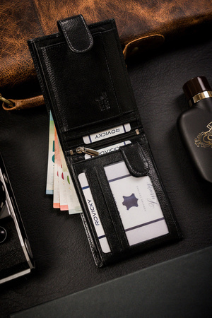 Große Herren Geldbörse aus Leder mit Druckknopf – Rovicky