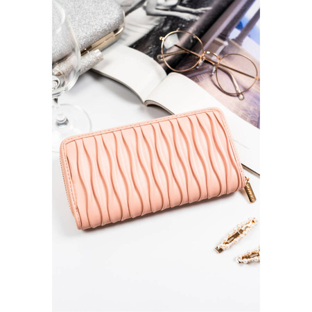 Große Damen Geldbörse in Rosa mit Faltenstruktur aus Öko-Leder – Rovicky