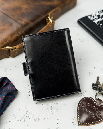 Große Herren Geldbörse aus Leder mit Druckknopf – Rovicky