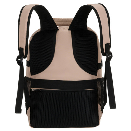 Beiger Reise-Rucksack aus Polyester, an verstellbaren Schultergurten hängend - Peterson