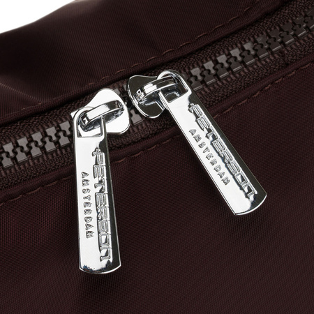 Große, burgunderrote Damen-Handtasche aus Polyester, passend für A4-Format – Peterson