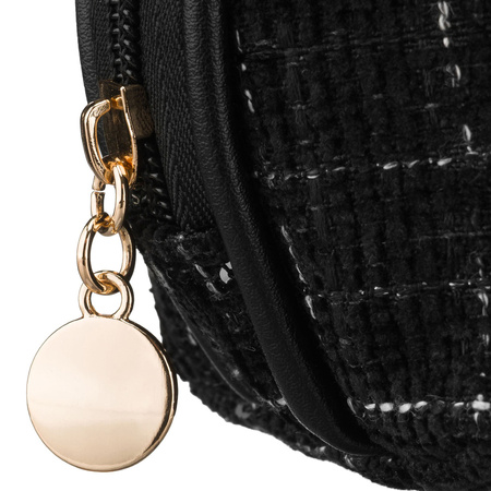 Schwarze Damen-Kosmetiktasche mit Karomuster aus synthetischem Material, ein Fach – Rovicky