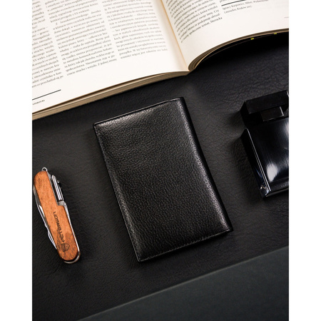 Reisepass- und Kartenetui schwarz aus Leder ohne Verschluss – 4U Cavaldi