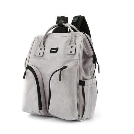 Grauer, geräumiger Damen Rucksack aus Polyester mit Reißverschluss – Himawari