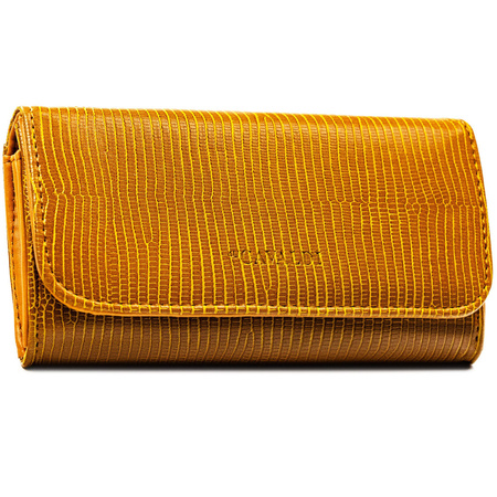 Braune, horizontale Damen-Geldbörse aus Öko-Leder mit Druckknopfverschluss - 4U Cavaldi