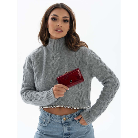 Elegante Damen Geldbörse aus rotem Leder mit Schmetterlingsmotiv – Peterson