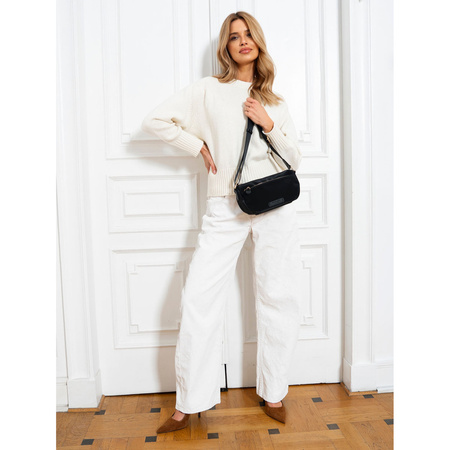 Schwarze Damen Umhängetasche aus Nylon mit Außentasche – Peterson