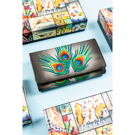 Große Damen Geldbörse aus Leder mit Druckknopf – Rovicky