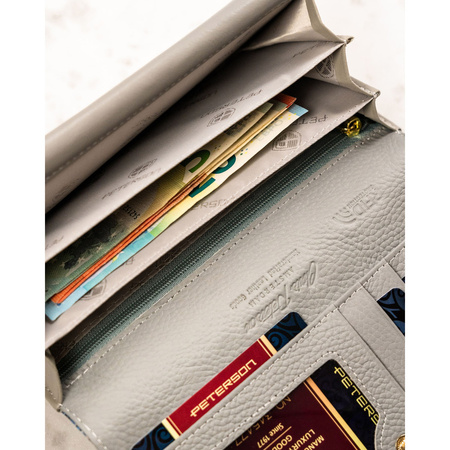 Damen Geldbörse aus echtem Leder mit Blumenmuster und RFID-Schutz – Peterson