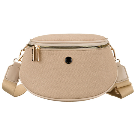 Beige Damen-Gürteltasche mit Reißverschluss und verstellbarem Riemen – Peterson