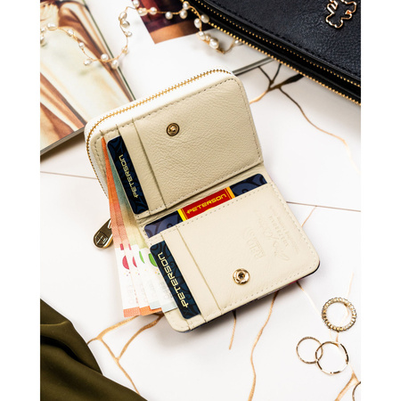 Damen-Geldbörse mit Blumenmuster aus Natur- und Öko-Leder – Peterson