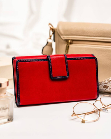 Geräumige Damen Geldbörse aus Leder mit Druckknopf und Reißverschluss – Peterson