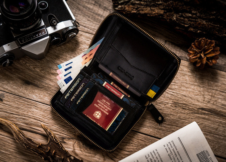 Herren Geldbörse aus Leder mit ukrainischem Wappen und Farben – Peterson