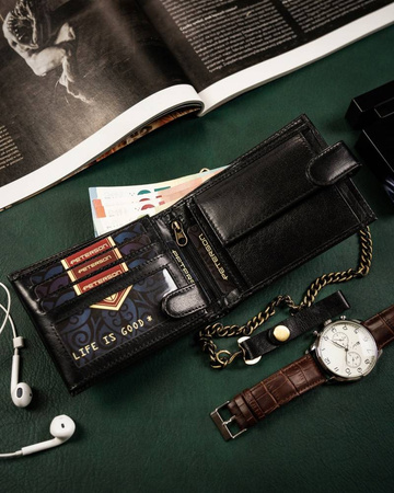 Horizontale Herren Geldbörse aus Leder mit Kette – Peterson