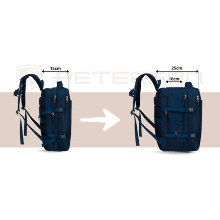 Reise-Rucksack aus Cordura in Marineblau, ausgestattet mit USB-Anschluss - Peterson