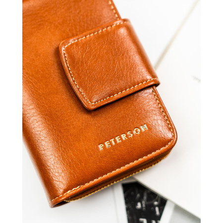 Elegante braune Damen Geldbörse aus Öko-Leder mit RFID-Schutz – Peterson