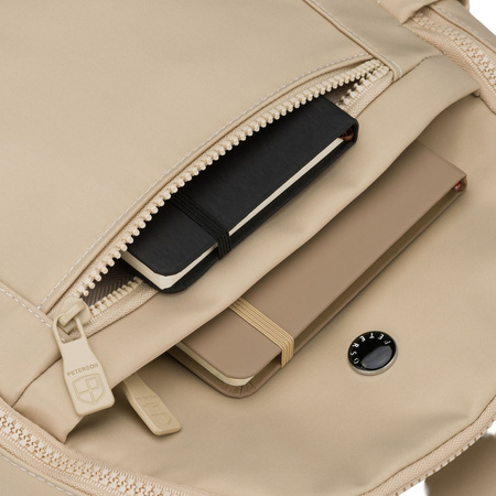 Kleiner Damen-Rucksack aus Polyester in Ecru, ein Hauptfach mit Außentasche - Peterson