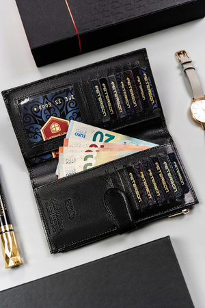 Großer, praktischer Damen Geldbörse mit Druckknopf aus Leder – Peterson