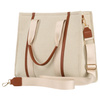 Modische Damen Shopper Tasche in Braun-Beige mit verstellbarem Gurt – Peterson