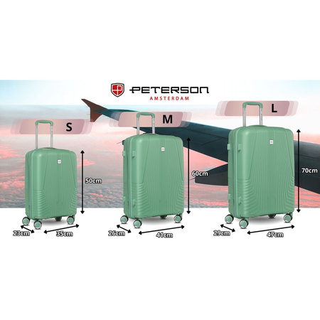 Peterson - Set aus Reisekoffern aus ABS-Kunststoff in Grün