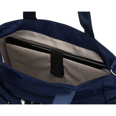 Geräumige Damen-Handtasche mit Laptopfach aus Polyester in Marineblau – Peterson