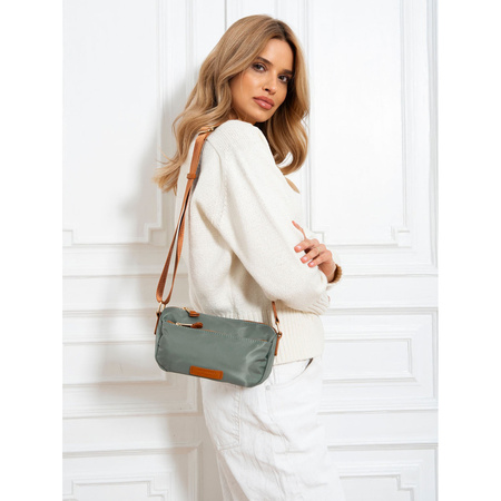 Damen Umhängetasche aus Nylon in Grün-Braun mit verstellbarem Riemen – Peterson