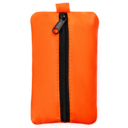 Kompaktes orangefarbenes Schlüsseletui aus Echtleder