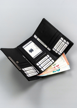 Damen Geldbörse aus echtem und Öko-Leder mit Bügelverschluss und Druckknopf – 4U Cavaldi