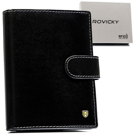 Schwarze Herren Geldbörse aus Leder mit RFID – Rovicky