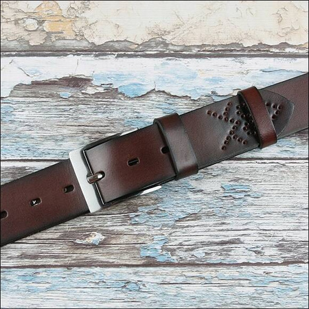 Klassischer Herren Ledergürtel mit Zierlöchern – Rovicky