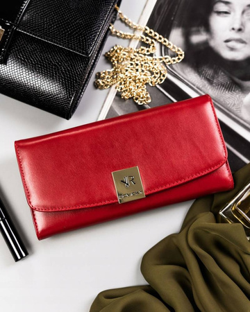 Große Damen Geldbörse aus Leder mit Druckverschluss und RFID – Rovicky