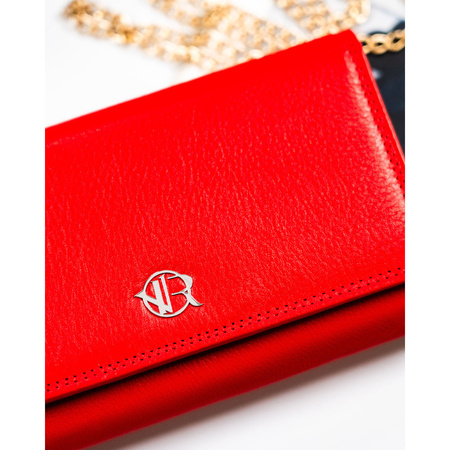 Große rote Damen Geldbörse aus Leder mit Reißverschlussfach – Rovicky