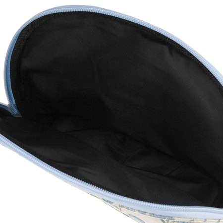 Blau-beige Reise-Kosmetiktasche aus Synthetikmaterial mit Blumen verziert - Peterson