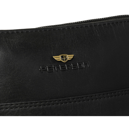 Schwarze Herren‑Umhängetasche aus echtem Leder, einkammerig, mit Reißverschluss – Peterson