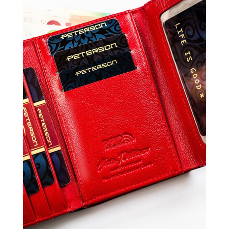 Kompakte, rote Damen Geldbörse aus lackiertem Echtleder – Peterson